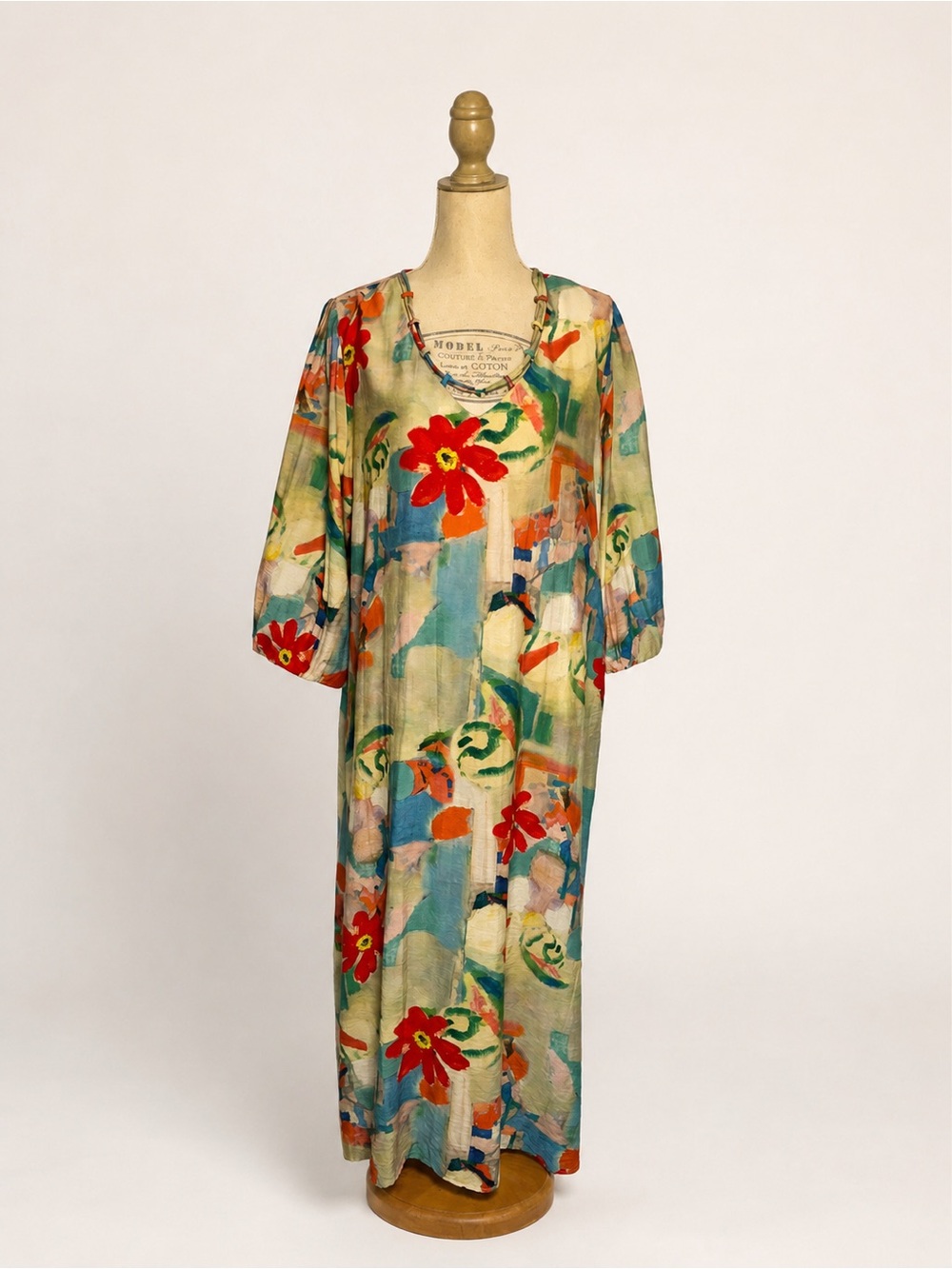 Bohemian Floral Maxi Dress in Red & Teal